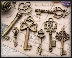 image found at http://www.sunandmooncraftkits.com/vintage-style-key-set-7-unique-skeleton-keys.html